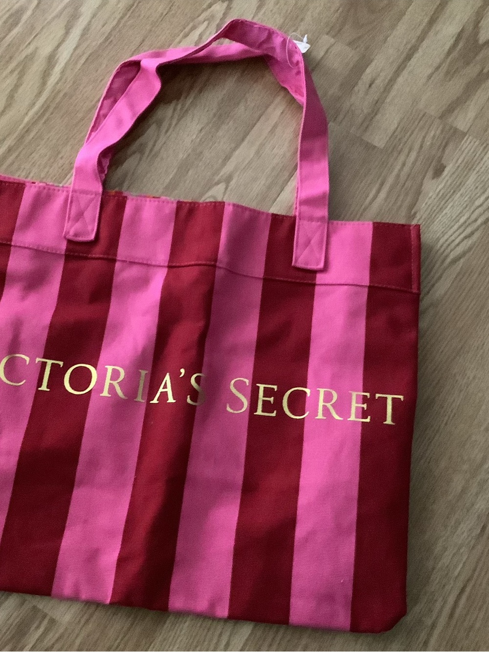 Victoria's Secret Red and Pink Striped Tote